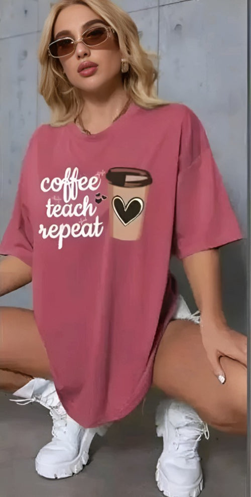 Fancy Stylish Printed Oversized Round Neck Women's T-shirts (COMBO PACK OF 2)