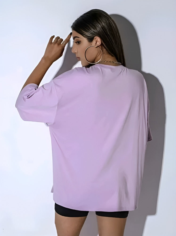 Oversized t-shirt fashion, Lavender colour Fabric-cotton sinker biowash