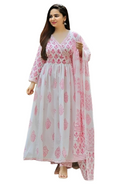 Pink Printed Anarakali Kurti and Dupatta Set