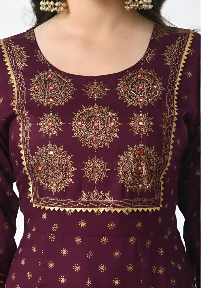 Printed Anarkali Kurti & Pant, Dupatta Set for Women