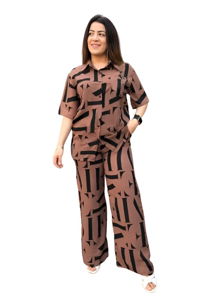 Women Printed Shirt & Trouser Co-Ords Set