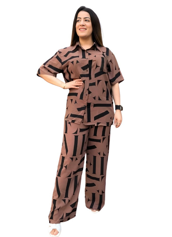 Women Printed Shirt & Trouser Co-Ords Set