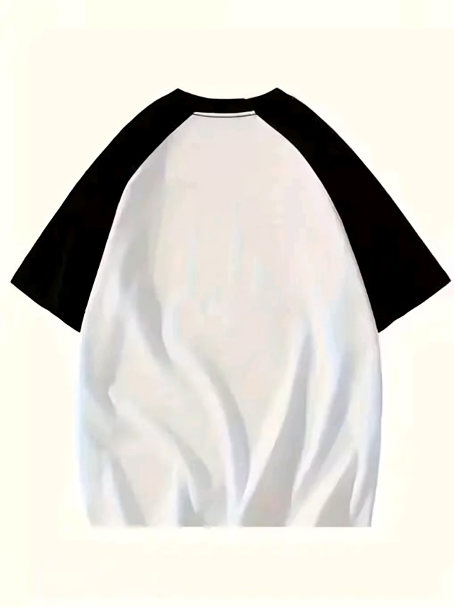 Graphic Printed Round Neck White Colour Raglan Sleeves Oversize T-Shirt for Women